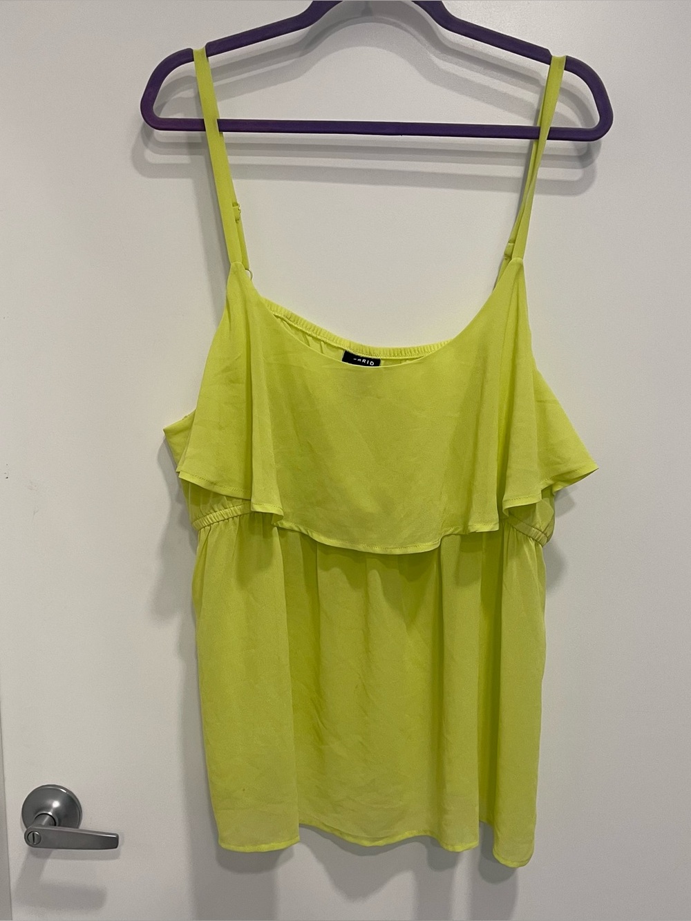 Torrid Neon Yellow Ruffle Cami Tank Top Sheer Plus Size 3X Babydoll Summer